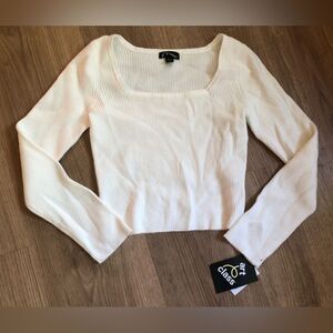 📳 Art Class | White Ribbed Long Sleeve Top